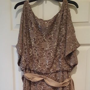 Sequin brown short sleeve dress